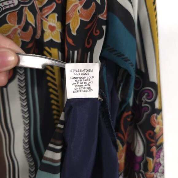 FIGUEROA & Flower Women's MEDIUM Green Pink Floral Blouse Shirt Top Boho Striped - Picture 10 of 10